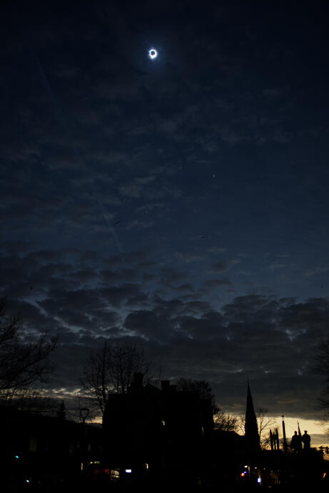 Total Solar Eclipse over Perry Square, Erie, Pennsylvania, 8 Apr. 2024, 15:19:39 EDT